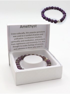 Purple Amethyst Bead Bracelets with Gift Box